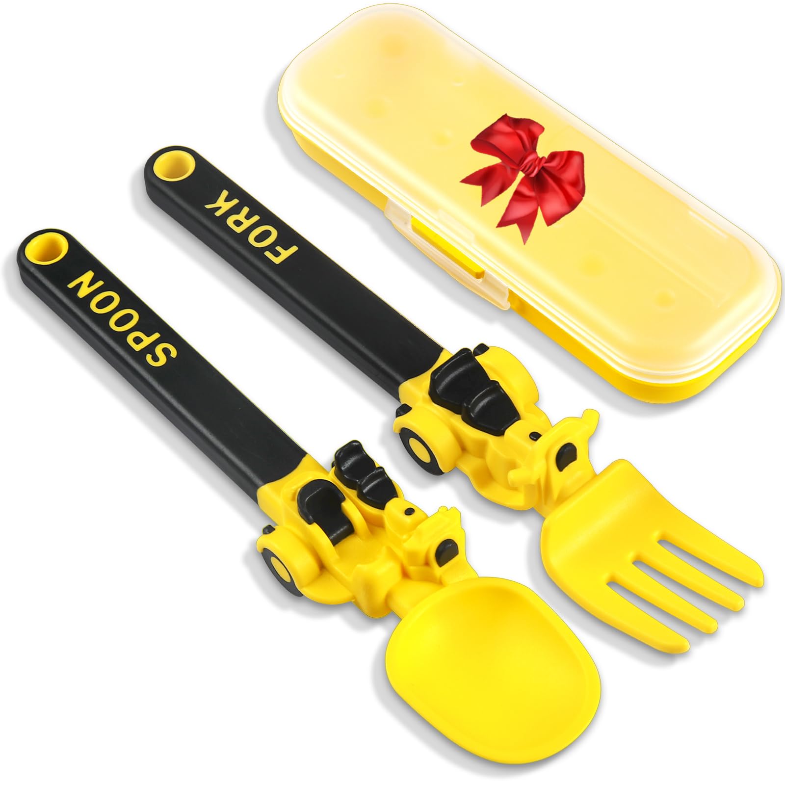 Car-Themed Toddler Utensil Set – Fork & Spoon