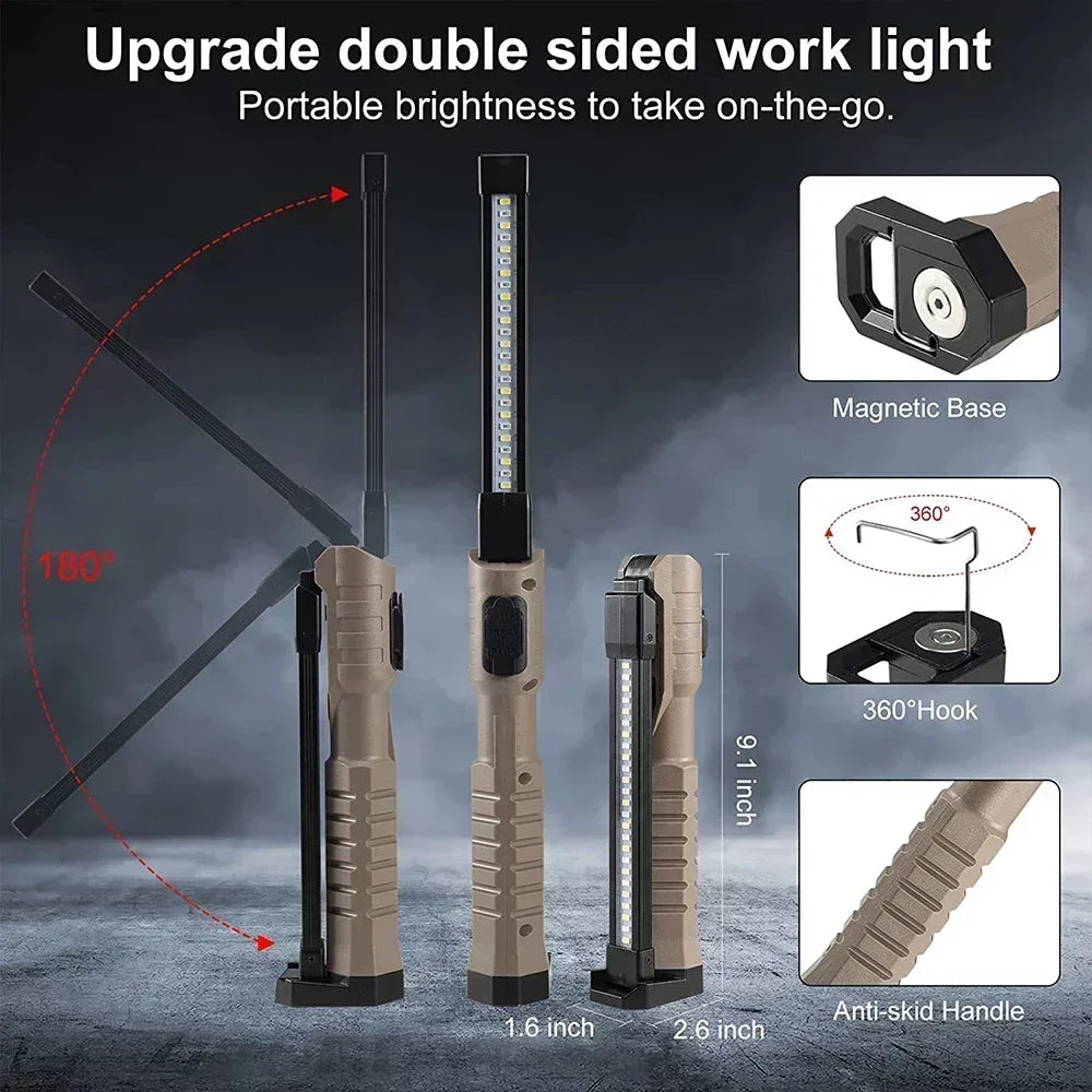 Folding COB LED Work Light – USB Rechargeable, 7 Modes