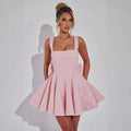Strapless Sequin Mini Evening Dress with Bow