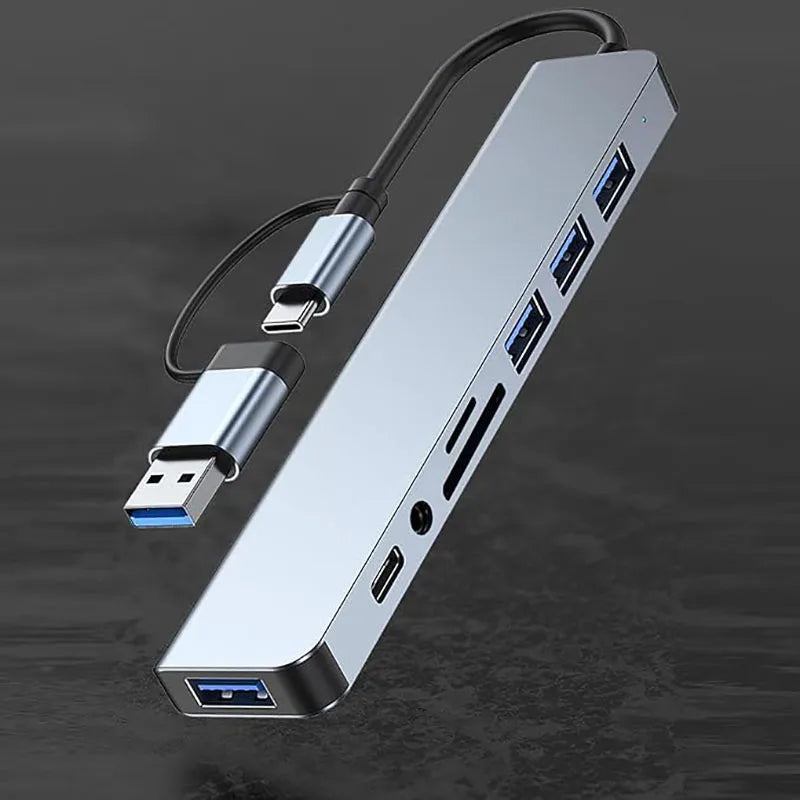 8in1 USB C Hub 4 USB Ports 1 USB-C Jack TF/SD Card Reader 3.5mm...