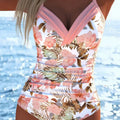 Printed Lace-up Beauty-back One-piece