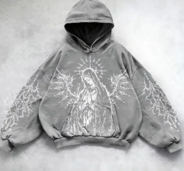 Y2K Streetwear Hoodie with Bold Graphic Print