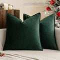 Army Green Velvet Throw Pillow Covers 20X20 Soft Decorative Solid Square Cushion Cases Pack of 2 Modern Luxury Home Decor for Couch, Sofa, Bedroom