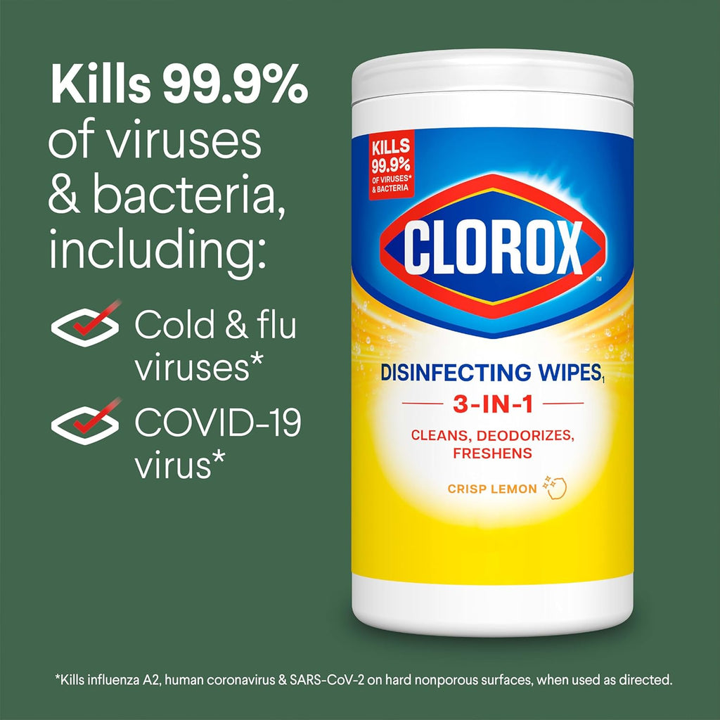 Disinfecting Cleaning Wipes for Spring Cleaning & Allergy Season, Bleach Free, Fresh Scent and Crisp Lemon, 75 Count Each, Pack of 2