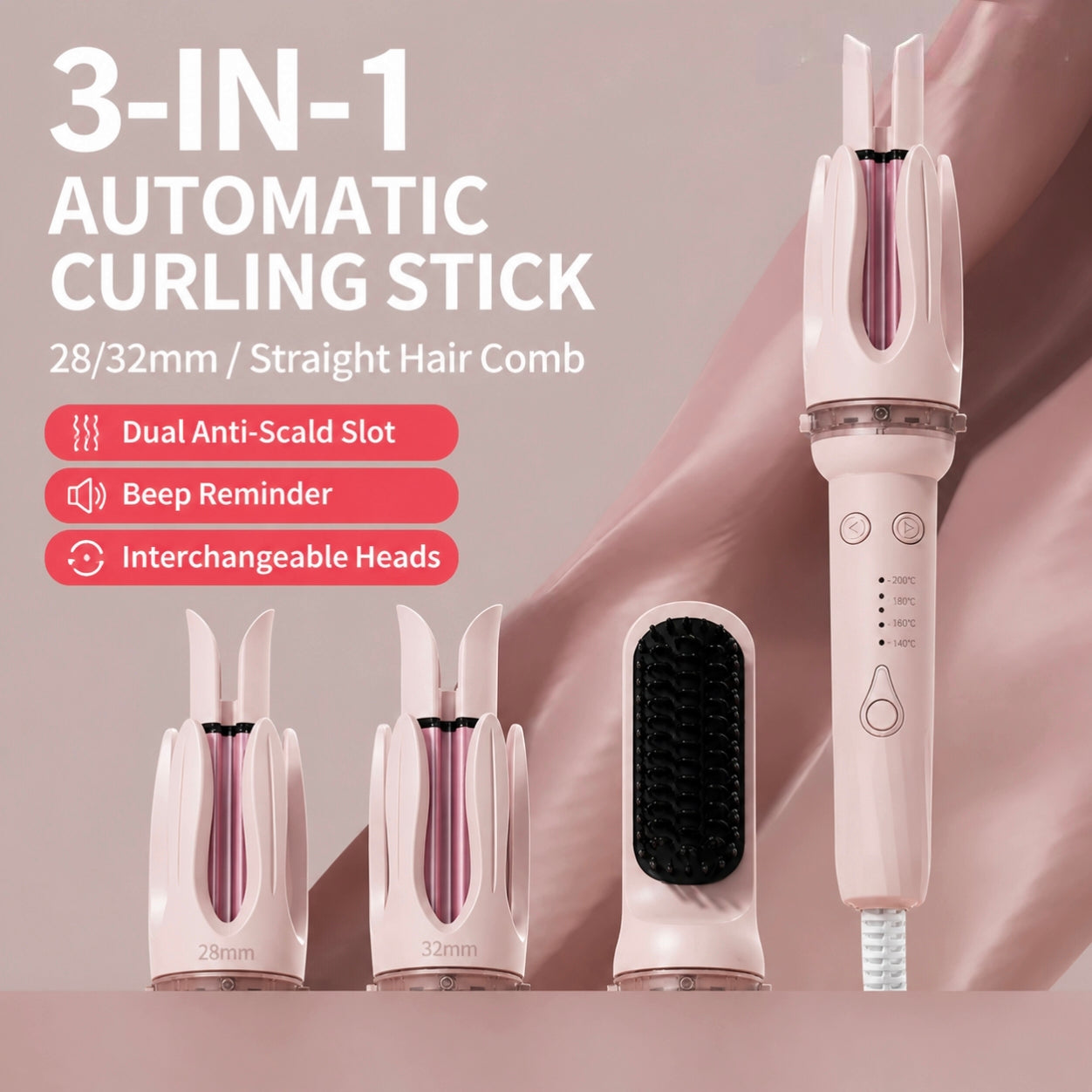 3-in-1 Boho Hair Curler & Straightener for Effortless Waves