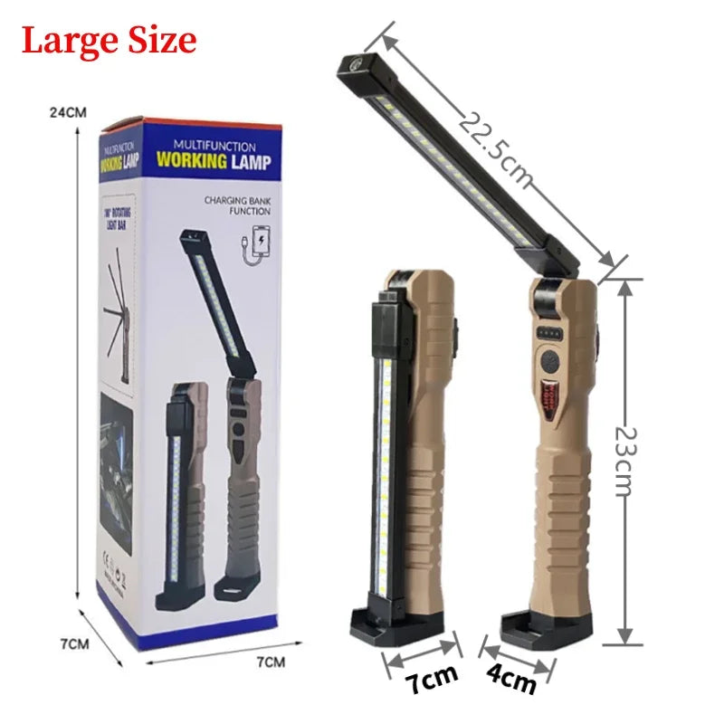 Folding COB LED Work Light – USB Rechargeable, 7 Modes