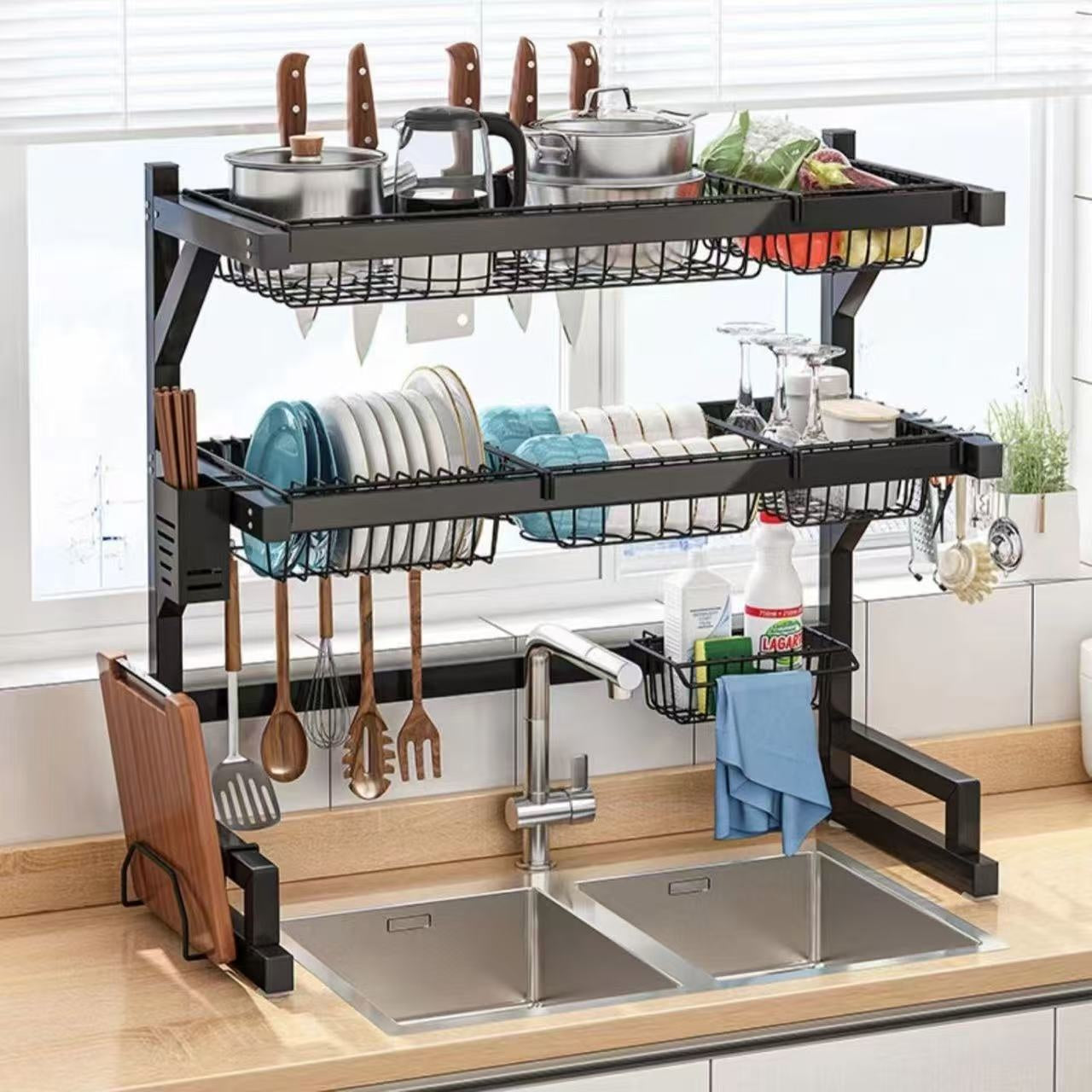 Kitchen Dish Drying Rack with Chopstick Holder