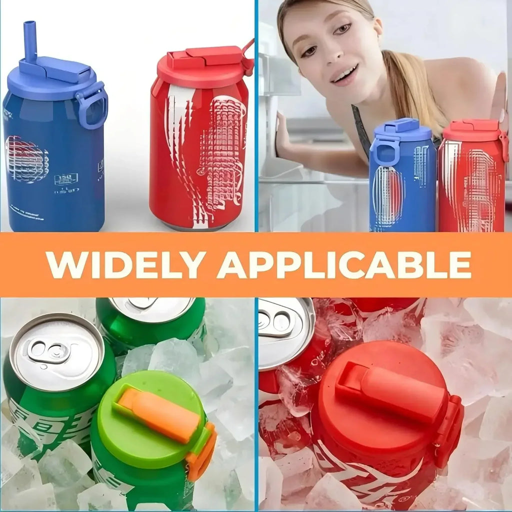 Reusable Silicone Can Lids with Straws – Standard Size