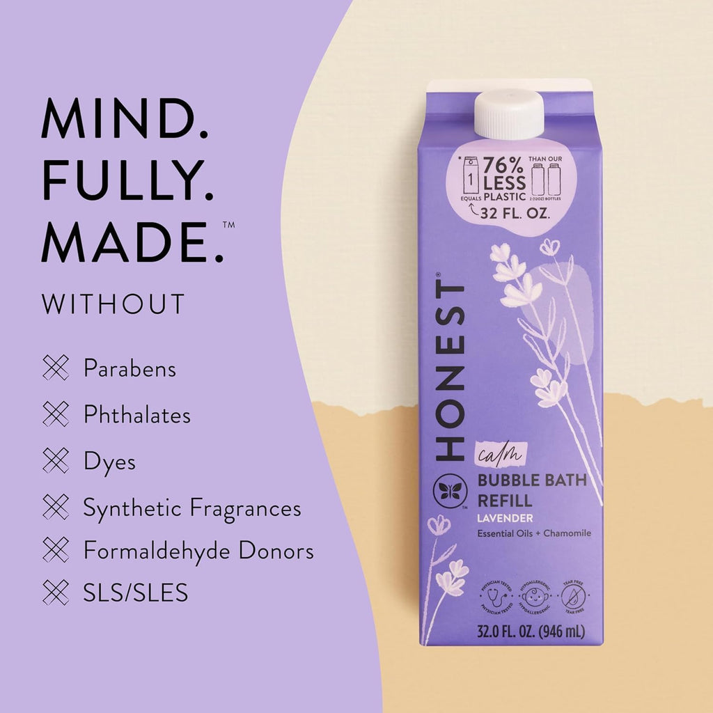 Foaming Bubble Bath Refill, Lavender Calm Scent, Tear-Free, Hypoallergenic, Naturally Derived, Gentle for Baby, 32 Fl Oz