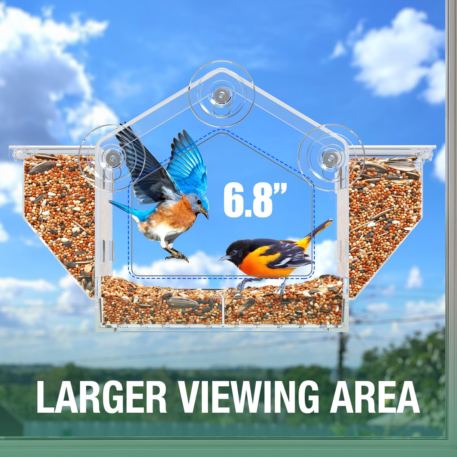 Outdoor Window Bird Feeder Transparent Birdhouse