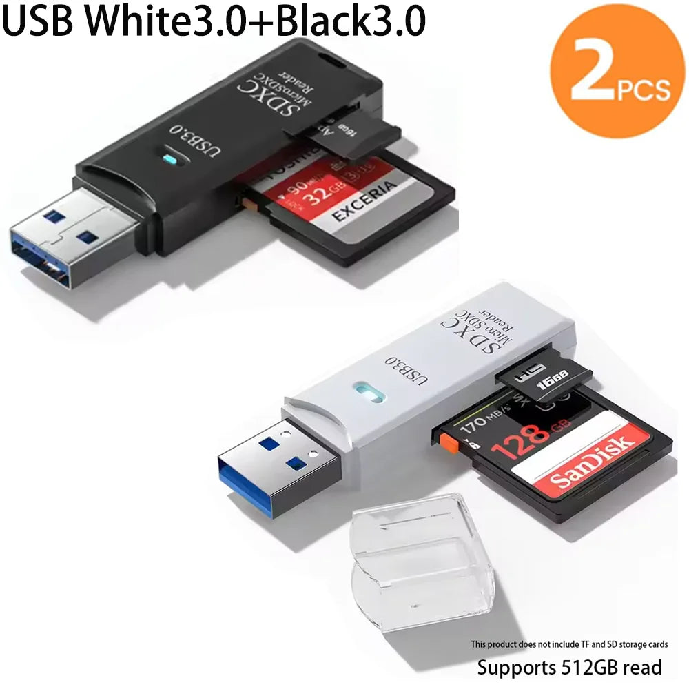 2-in-1 Multi Functional  USB 3.0 Card ReaderMiniSD...