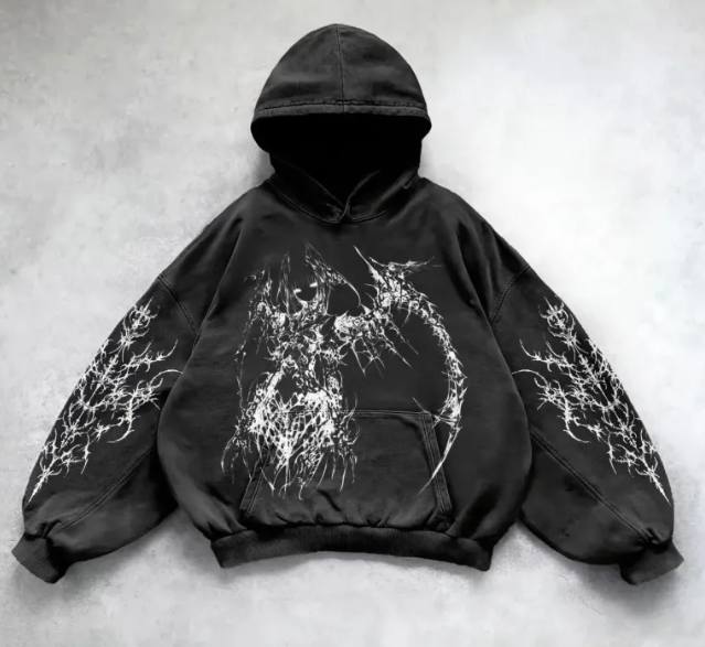 Y2K Streetwear Hoodie with Bold Graphic Print