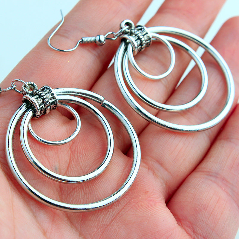 Gothic Triple Hoop Earrings