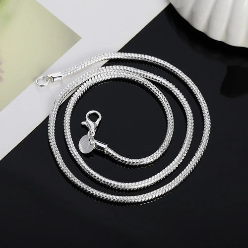 45-60cm Silver Color 1MM/2MM/3MM solid Snake Chain Necklace For...