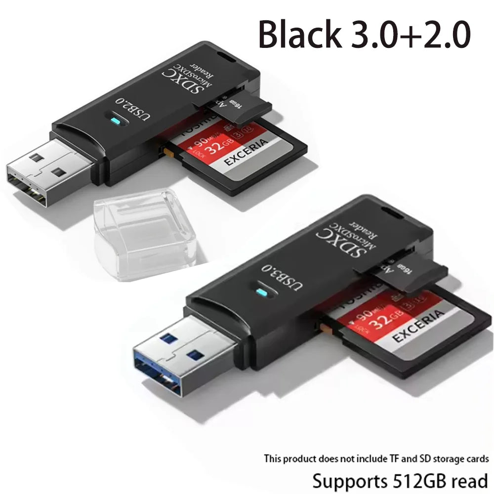 2-in-1 Multi Functional  USB 3.0 Card ReaderMiniSD...