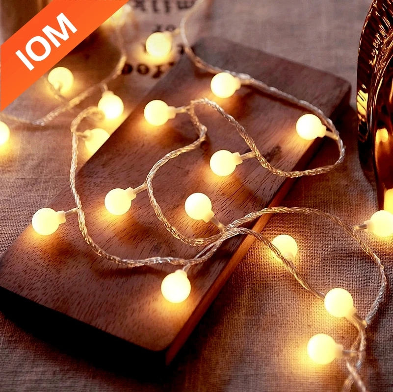 10M USB/Battery Power Ball LED String Lights Garland Lights ...