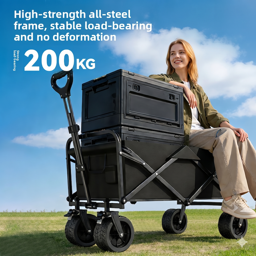 Foldable Travel Trailer Outdoor Camping Wagon For Picnic And Campsite Use