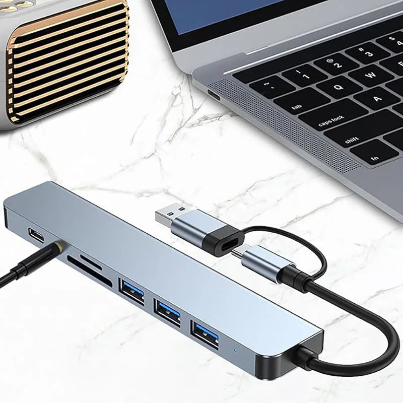 8in1 USB C Hub 4 USB Ports 1 USB-C Jack TF/SD Card Reader 3.5mm...