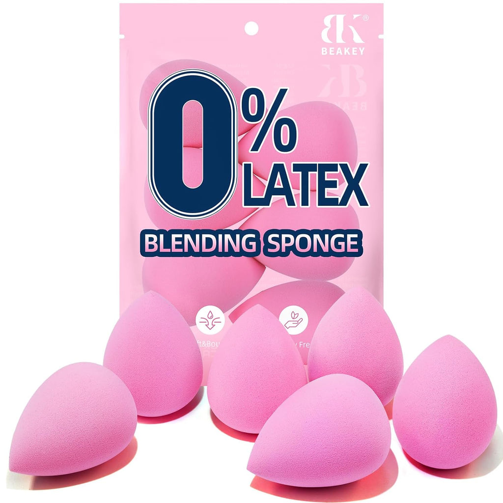 Super Soft Makeup Sponge Set of 6, Makeup Sponges for Foundation, Liquid, Cream and Powder, Pink Beauty Sponge for Blending, 0 Latex Blender