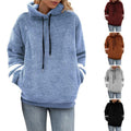 Womens Relaxed-fit Fur-panelled Long-sleeve Ribbed Hoodie With Drawstring Details