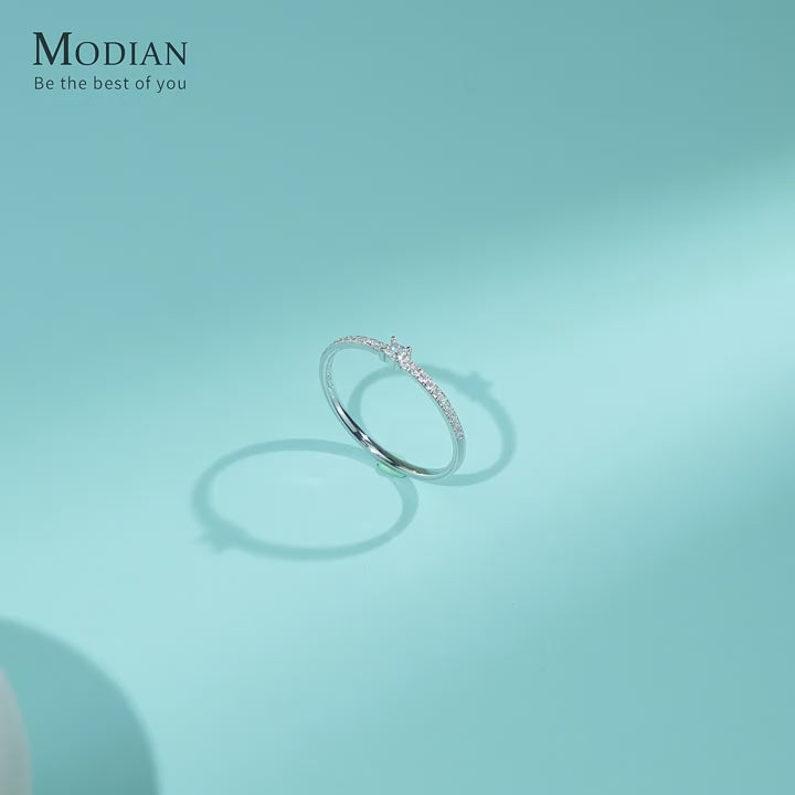 Modian Real 925 Sterling Silver Simple Square Clear CZ Charm Gold Color Finger Rings For Women Wedding Engagement Jewelr