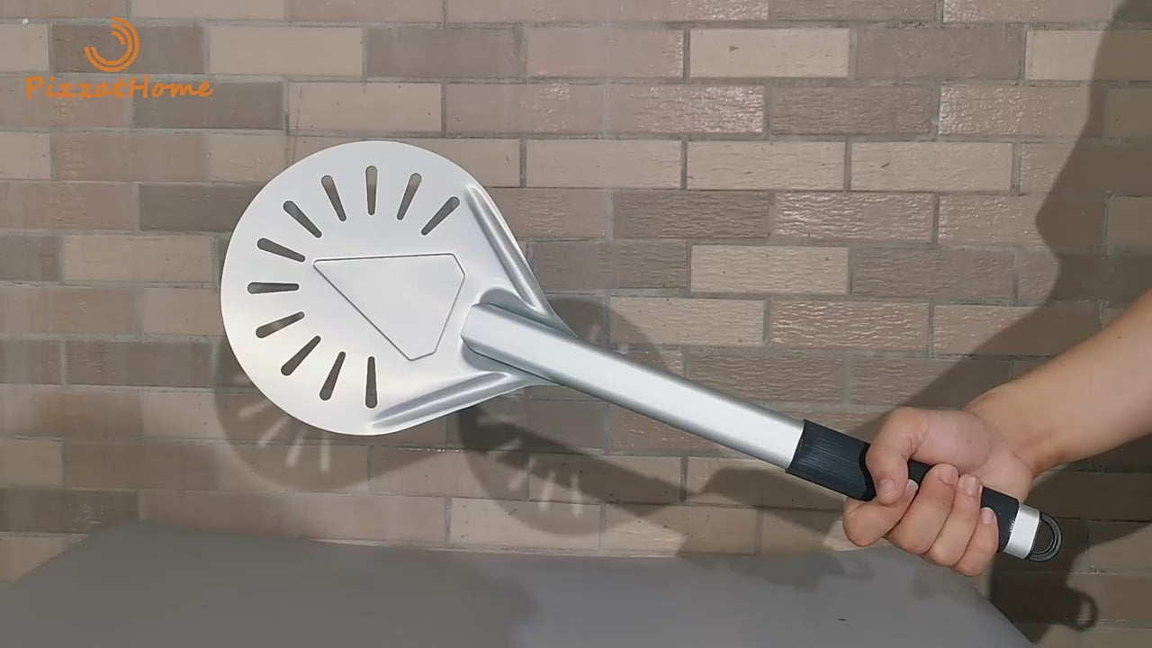 PizzAtHome Long Handle 7/ 8/ 9 Inch Perforated Pizza Turning Peel Pizza Shovel Aluminum Pizza Peel Paddle Small Pizza To